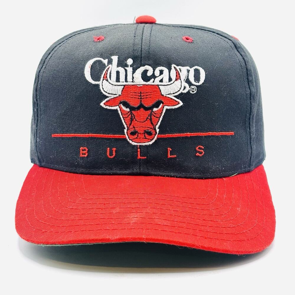 VTG Chicago Bulls NBA Twins Enterprise Snapback Hat Cap Split Bar Two-Tone 90s